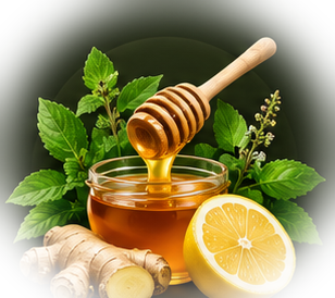 Honey, ginger and green botanicals